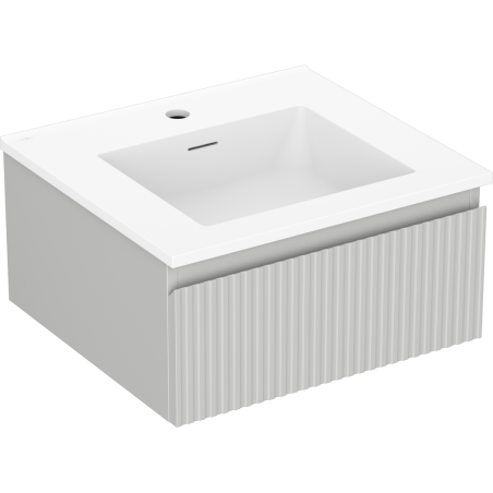 Mexen Rivel Badezimmerschrank 50 cm mit Waschbecken Otis, 1 Schublade, gerillt, grau matt/weiß matt - 91A20-05023-1-BF62-W18M01