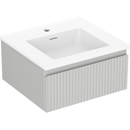 Mexen Rivel meuble de salle de bain 50 cm avec lavabo Otis, 1 tiroir, rainuré, gris mat/blanc mat - 91A20-05023-1-BF62-W18M01