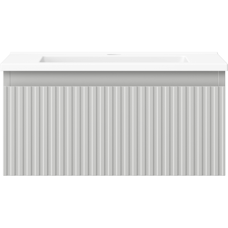 Mexen Rivel armario de baño de 50 cm con lavabo Otis, 1 cajón, ranurado, gris mate/blanco mate - 91A20-05023-1-BF62-W18M01