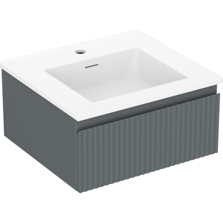 Mexen Rivel armario de baño de 50 cm con lavabo Otis, 1 cajón, acanalado, grafito mate / blanco mate