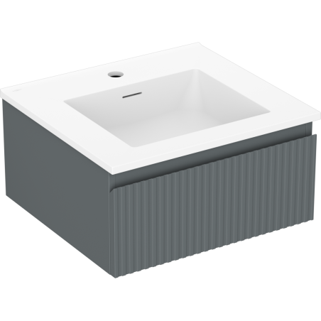 Mexen Rivel bathroom cabinet 50 cm with sink Otis, 1 drawer, fluted, matte graphite/white matte - 91A20-05023-1-BF66-W18M01