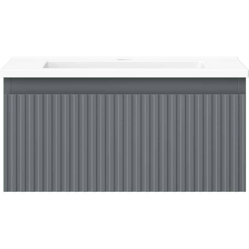 Mexen Rivel badkamerkast 50 cm met wastafel Otis, 1 lade, gefreesd, grafiet mat/wit mat - 91A20-05023-1-BF66-W18M01