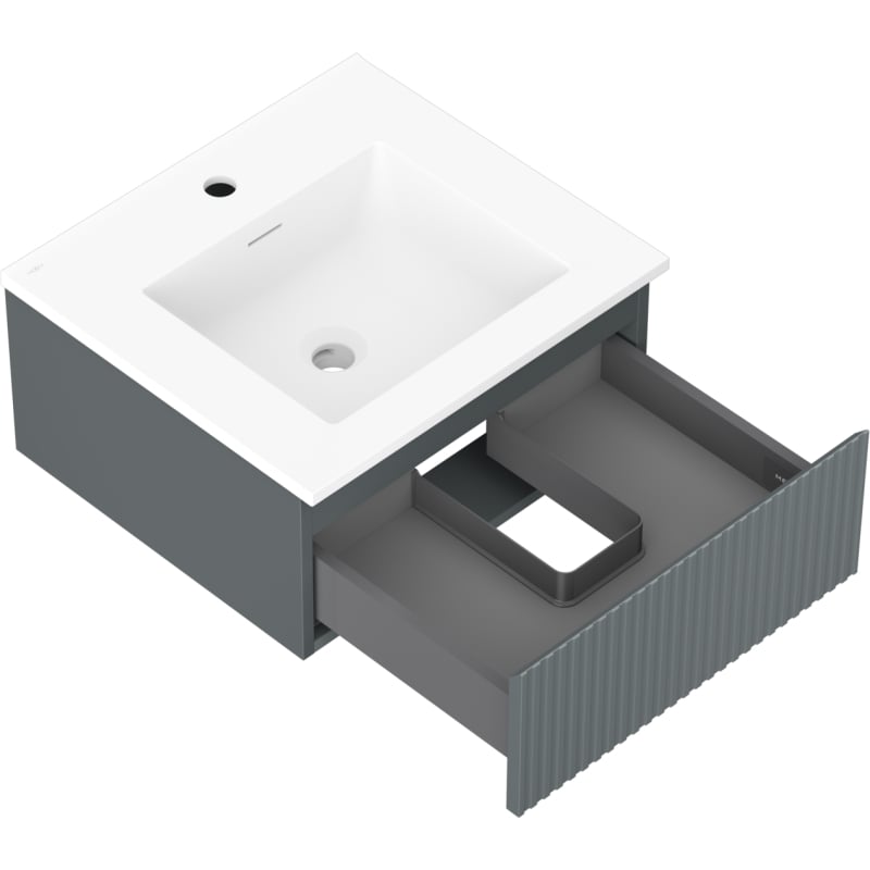 Mexen Rivel badkamerkast 50 cm met wastafel Otis, 1 lade, gefreesd, grafiet mat/wit mat - 91A20-05023-1-BF66-W18M01