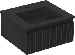 Mexen Rivel mueble de baño 50 cm con lavabo Otis, 1 cajón, ranurado, negro mate - 91A20-05023-1-BF71-W18M71