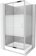 Mexen Apia sliding shower enclosure 120 x 90 cm, white stripes, chrome + Rio shower tray - 840-120-090-01-20-4510