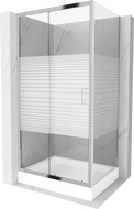 Mexen Apia Duschkabine zum Schieben 120 x 80 cm, weiße Streifen, Chrom + Duschwanne Rio - 840-120-080-01-20-4510