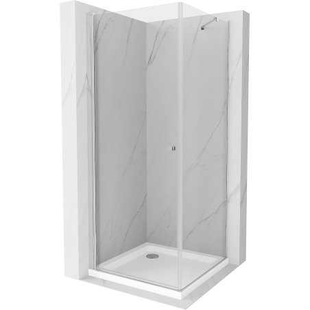 Mexen Pretoria schuifbare douchecabine 70 x 70 cm, transparant, chroom + Flat douchebak - 852-070-070-01-00-4010