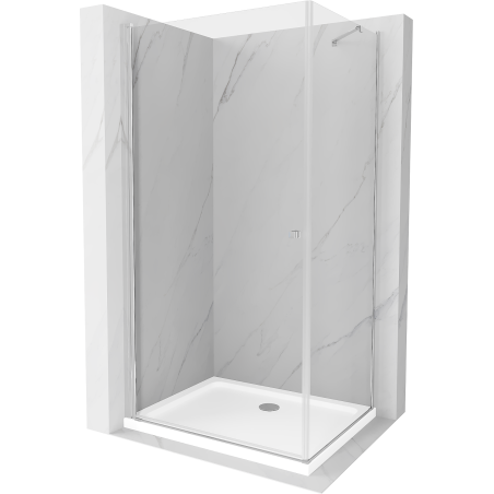 Mexen Pretoria hinged shower cabin 70 x 80 cm, transparent, chrome + Flat shower tray - 852-070-080-01-00-4010