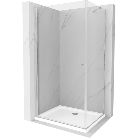 Mexen Pretoria kabina prysznicowa uchylna 70 x 80 cm, transparent, chrom + brodzik Flat - 852-070-080-01-00-4010