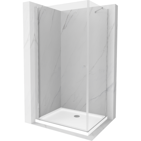 Mexen Pretoria 70 x 100 cm Pivot Shower Enclosure, Transparent, Chrome + Flat Shower Tray - 852-070-100-01-00-4010