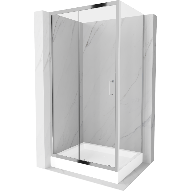 Mexen Apia Schiebeduschkabine 120 x 90 cm, transparent, Chrom + Duschwanne Rio - 840-120-090-01-00-4510