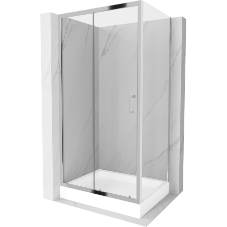 Mexen Apia schuifbare douchecabine 120 x 90 cm, transparant, chroom + Rio douchebak - 840-120-090-01-00-4510