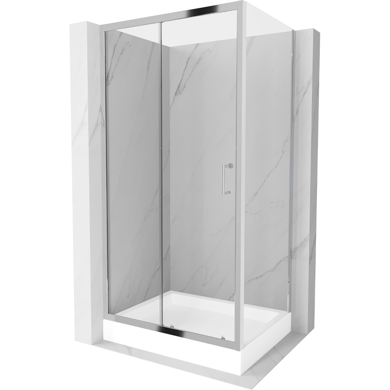 Mexen Apia sliding shower enclosure 100 x 80 cm, transparent, chrome + Rio shower tray - 840-100-080-01-00-4510