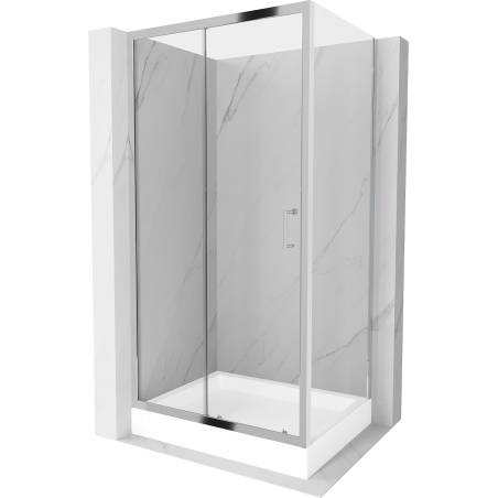 Mexen Apia sliding shower enclosure 100 x 80 cm, transparent, chrome + Rio shower tray - 840-100-080-01-00-4510