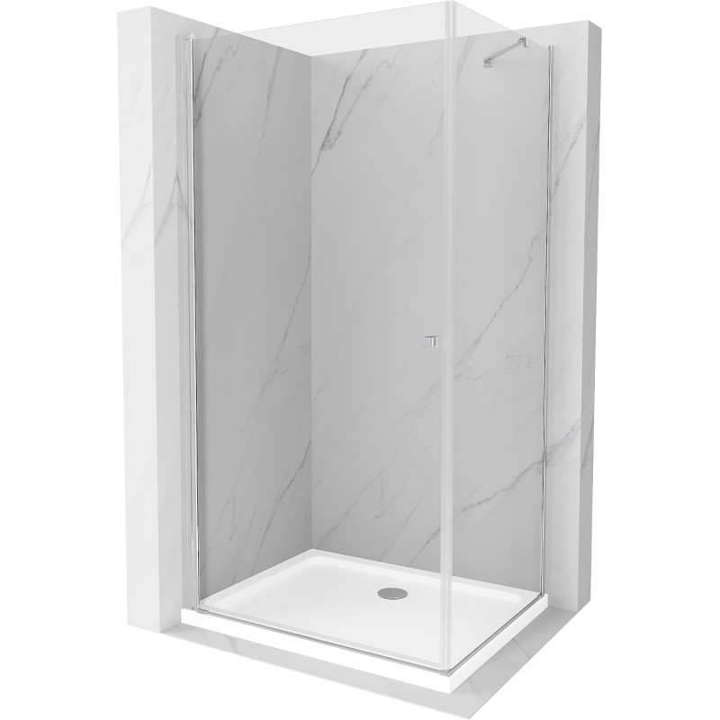 Mexen Pretoria preklopna tuš kabina 90 x 70 cm, prozirno, krom + tuš kada Flat - 852-090-070-01-00-4010