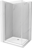 Mexen Pretoria okretna tuš kabina 90 x 80 cm, prozirno, krom + plitica Flat - 852-090-080-01-00-4010