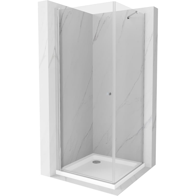 Mexen Pretoria avatav dušinurk 90 x 90 cm, läbipaistev, kroom + brodus Flat - 852-090-090-01-00-4010