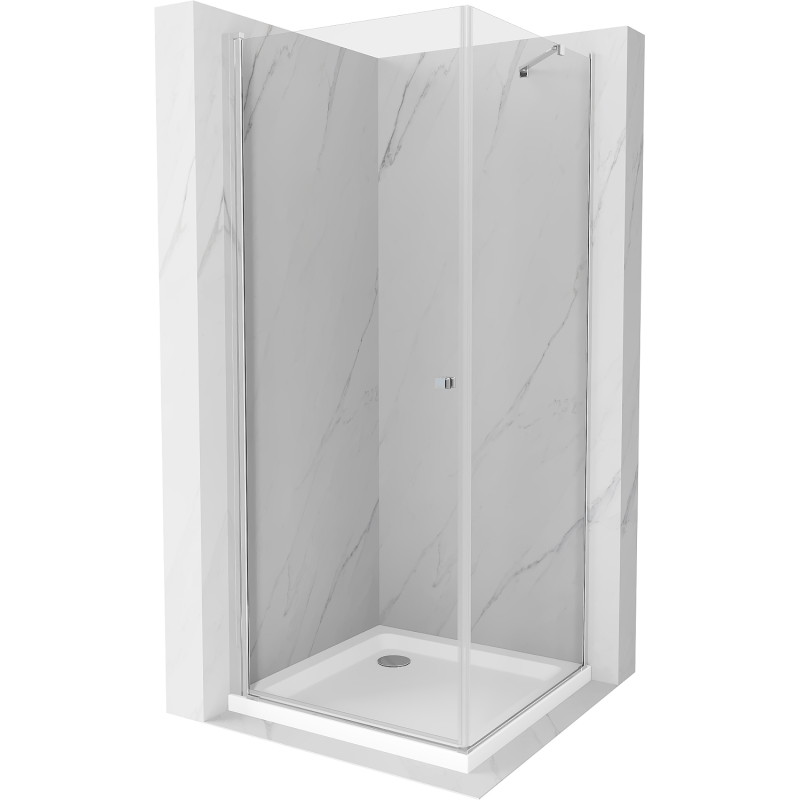 Mexen Pretoria pivot shower cabin 90 x 90 cm, transparent, chrome + Flat tray - 852-090-090-01-00-4010