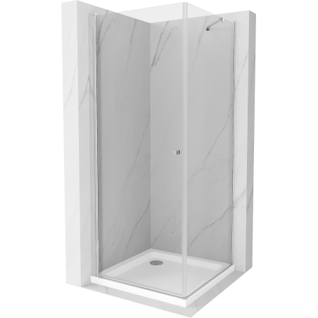 Mexen Pretoria douchecabine draaibaar 90 x 90 cm, transparant, chroom + Flat douchebak - 852-090-090-01-00-4010