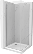 Mexen Pretoria cabine de douche pivotante 90 x 90 cm, transparent, chrome + receveur Flat - 852-090-090-01-00-4010