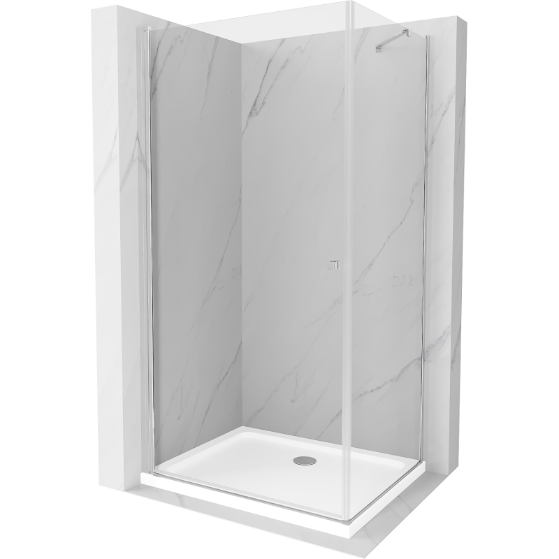 Mexen Pretoria 100 x 80 cm Swing Shower Enclosure, Transparent, Chrome + Flat Tray - 852-100-080-01-00-4010