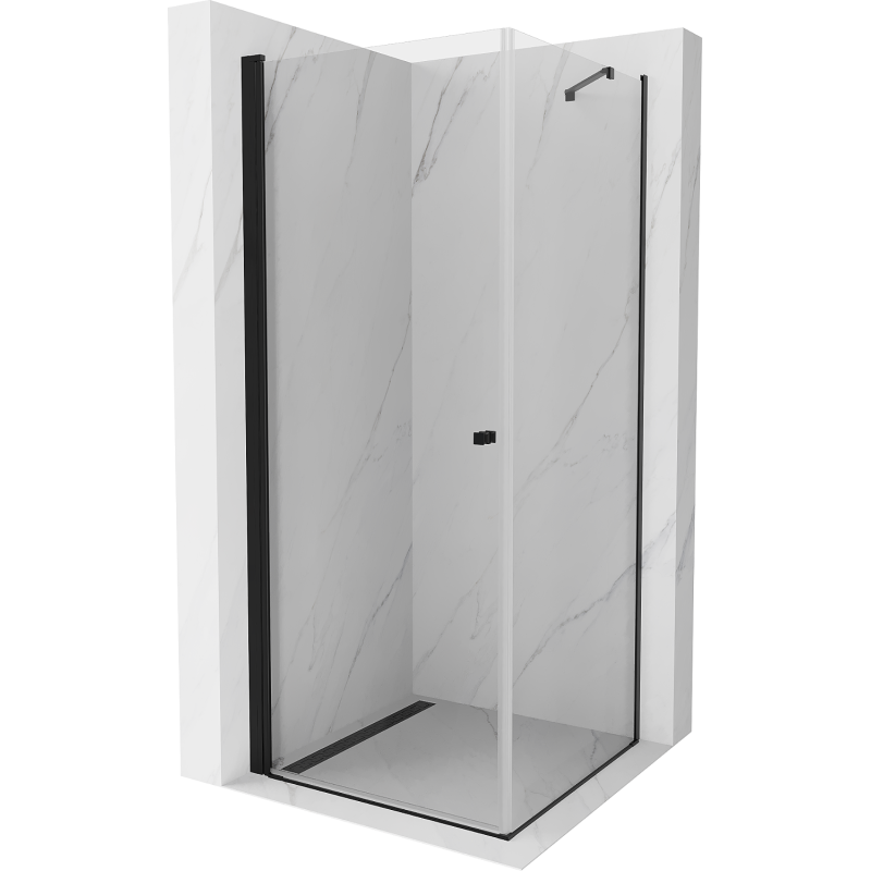 Mexen Pretoria 90 x 90 cm Hinged Shower Enclosure, Transparent, Black - 852-090-090-70-00