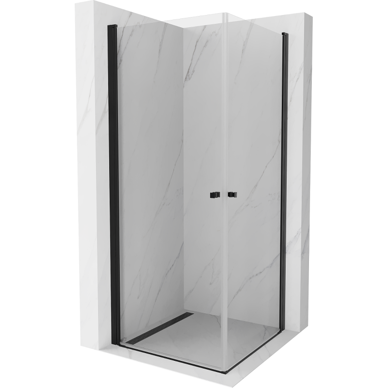 Mexen Pretoria Duo cabina doccia battente 80 x 80 cm, trasparente, nero - 852-080-080-70-00-02
