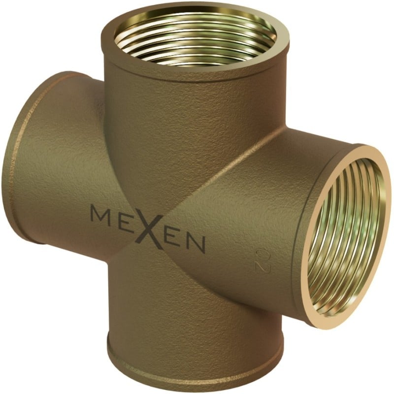 Mexen BRASS Messing-Kreuzstück 3/4 Innengewinde x 3/4 Innengewinde x 3/4 Innengewinde x 3/4 Innengewinde - W97418-34343434
