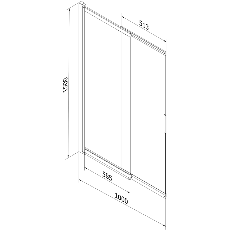 Mexen Fox parawan nawannowy 2-skrzydłowy przesuwny 100 x 150 cm, transparent, gun gray szczotkowany - 891-100-002-66-00