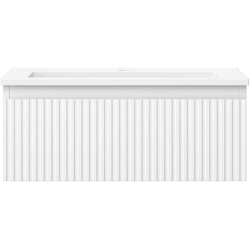 Mexen Rivel mueble de baño de 60 cm con lavabo Otis, 1 cajón, ranurado, blanco mate - 91A20-06023-1-BF01-W18M01