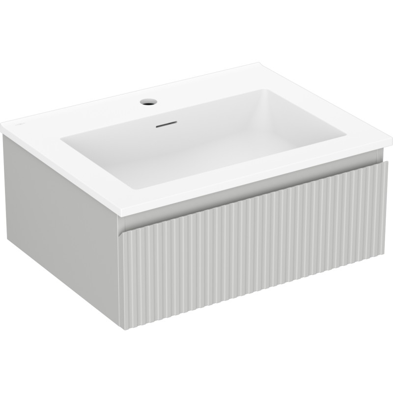 Mexen Rivel armario de baño de 60 cm con lavabo Otis, 1 cajón, acanalado, gris mate/blanco mate - 91A20-06023-1-BF62-W18M01