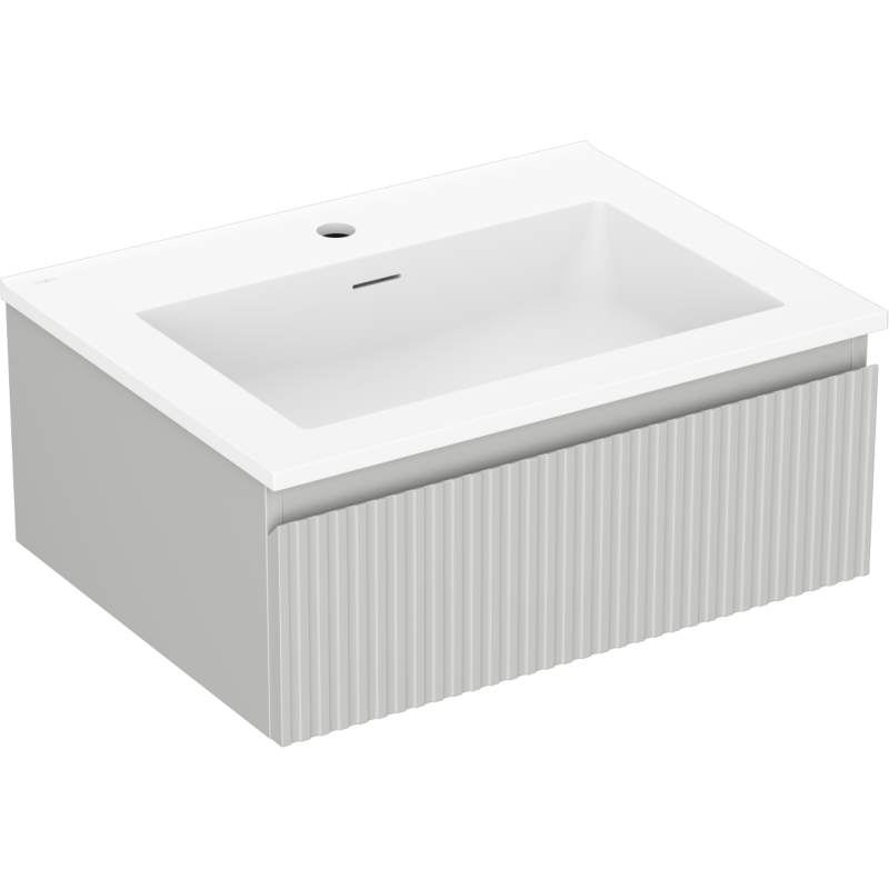 Mexen Rivel meuble de salle de bain 60 cm avec lavabo Otis, 1 tiroir, rainuré, gris mat/blanc mat - 91A20-06023-1-BF62-W18M01