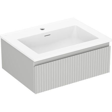Mexen Rivel mueble de baño de 60 cm con lavabo Otis, 1 cajón, acanalado, gris mate/blanco mate - 91A20-06023-1-BF62-W18M01