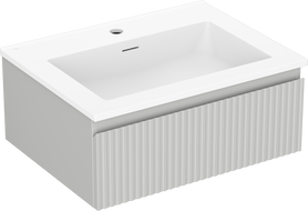 Mexen Rivel 60 cm Badezimmermöbel mit Waschbecken Otis, 1 Schublade, geriffelt, grau matt/weiß matt - 91A20-06023-1-BF62-W18M01