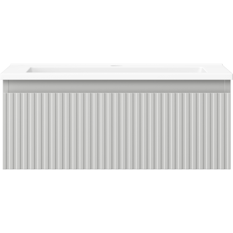 Mexen Rivel armário de casa de banho 60 cm com lavatório Otis, 1 gaveta, frisado, cinza mate/branco mate