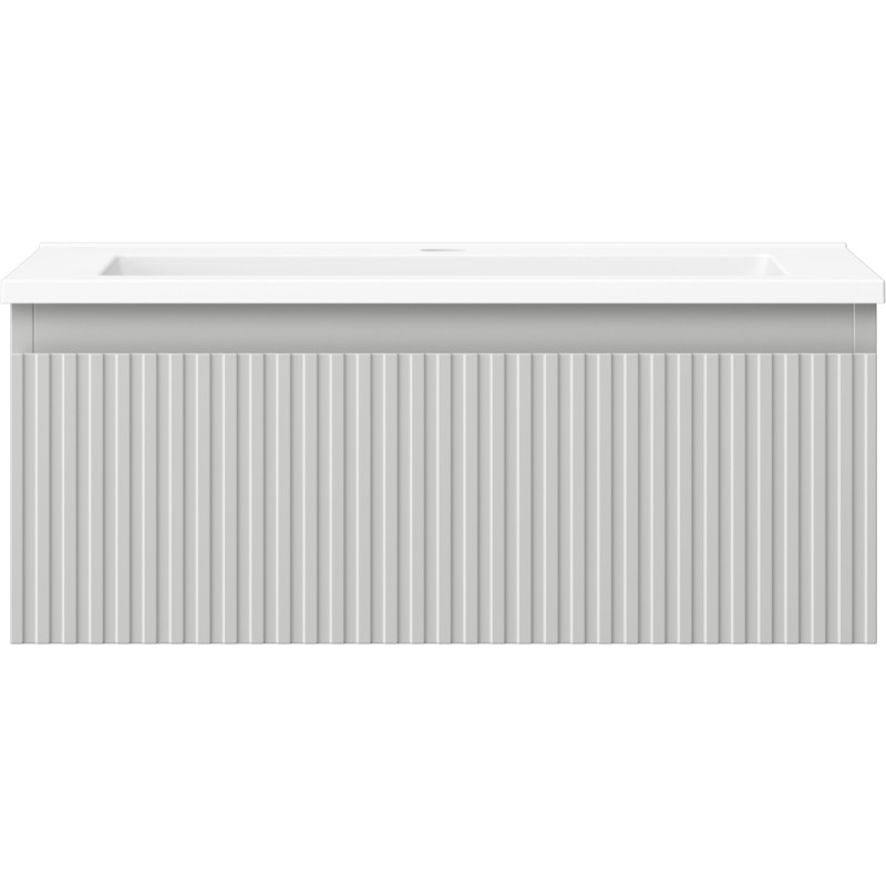 Mexen Rivel badkamerkast 60 cm met wastafel Otis, 1 lade, gegroefd, grijs mat/wit mat - 91A20-06023-1-BF62-W18M01