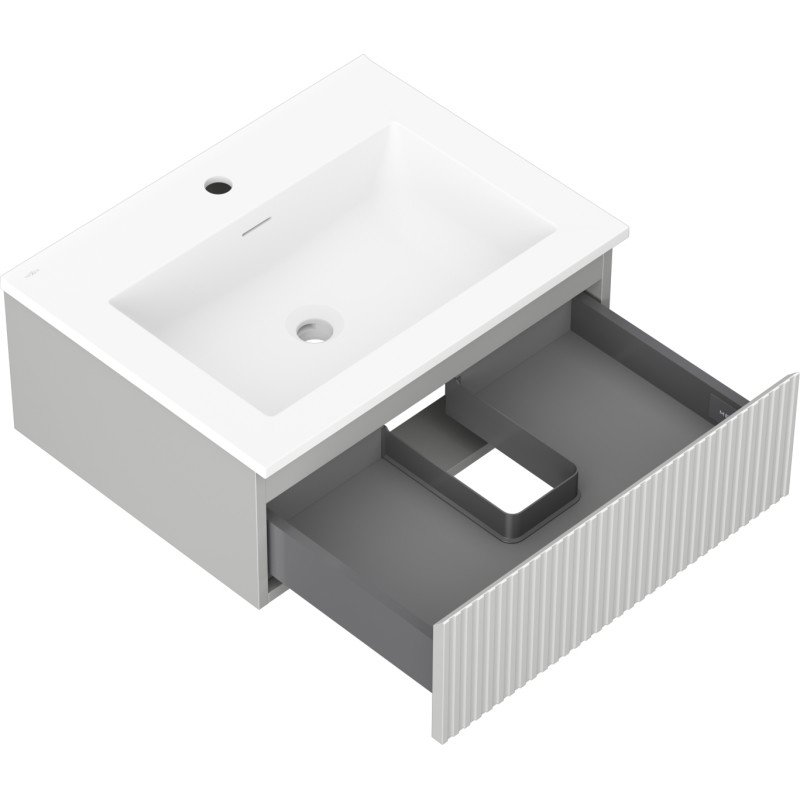 Mexen Rivel badkamerkast 60 cm met wastafel Otis, 1 lade, gegroefd, grijs mat/wit mat - 91A20-06023-1-BF62-W18M01
