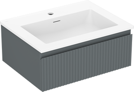 Mexen Rivel badkamerkast 60 cm met wastafel Otis, 1 lade, geribbeld, grafiet mat/wit mat - 91A20-06023-1-BF66-W18M01