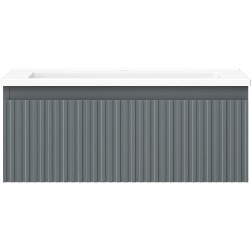 Mexen Rivel badkamerkast 60 cm met wastafel Otis, 1 lade, gegroefd, grafiet mat/wit mat - 91A20-06023-1-BF66-W18M01