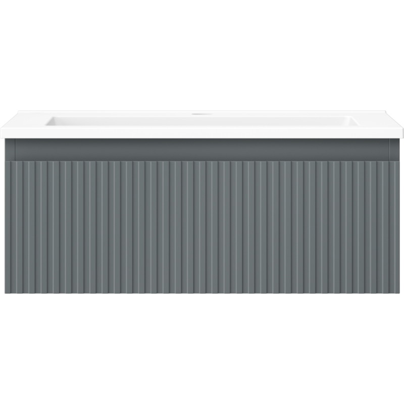 Mexen Rivel mueble de baño de 60 cm con lavabo Otis, 1 cajón, ranurado, grafito mate/blanco mate - 91A20-06023-1-BF66-W18M01