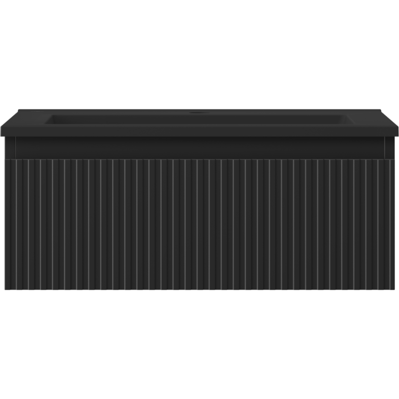 Mexen Rivel badkamerkast 60 cm met wastafel Otis, 1 lade, gefreesd, zwart mat - 91A20-06023-1-BF71-W18M71