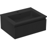 Mexen Rivel Badezimmerschrank 60 cm mit Waschbecken Otis, 1 Schublade, gerillt, schwarz matt - 91A20-06023-1-BF71-W18M71