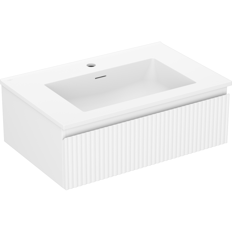 Mexen Rivel armario de baño 70 cm con lavabo Otis, 1 cajón, ranurado, blanco mate - 91A20-07023-1-BF01-W18M01