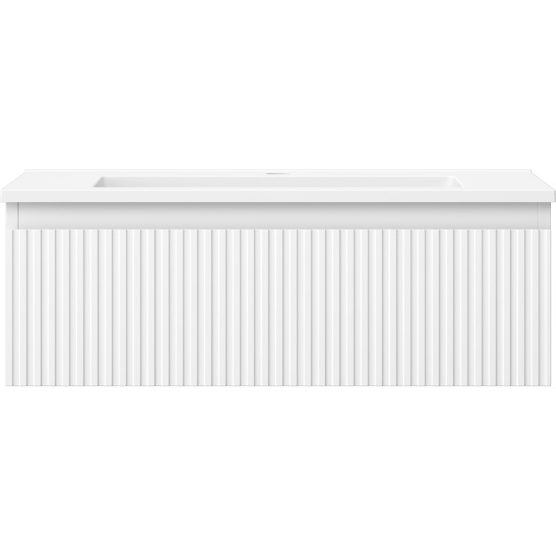 Mexen Rivel szafka łazienkowa 70 cm z umywalką Otis, 1 szuflada, ryflowana , biała mat - 91A20-07023-1-BF01-W18M01