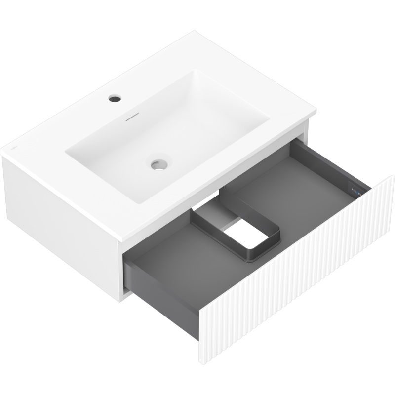 Mexen Rivel armario de baño 70 cm con lavabo Otis, 1 cajón, ranurado, blanco mate - 91A20-07023-1-BF01-W18M01