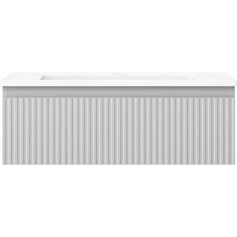 Mexen Rivel bathroom cabinet 70 cm with Otis sink, 1 drawer, fluted, gray matte/white matte - 91A20-07023-1-BF62-W18M01