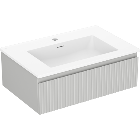 Mexen Rivel Badezimmermöbel 70 cm mit Waschbecken Otis, 1 Schublade, geriffelt, grau matt/weiß matt - 91A20-07023-1-BF62-W18M01