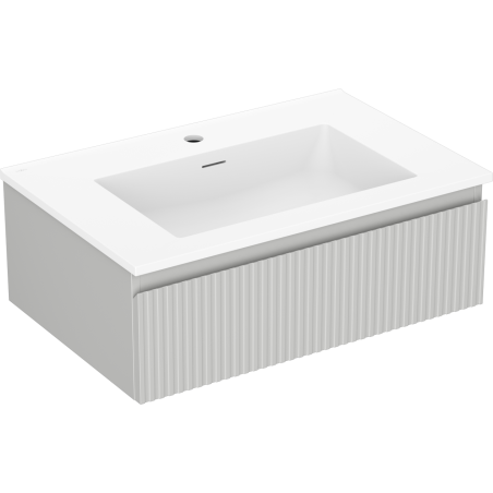 Mexen Rivel bathroom cabinet 70 cm with Otis sink, 1 drawer, fluted, gray matte/white matte - 91A20-07023-1-BF62-W18M01