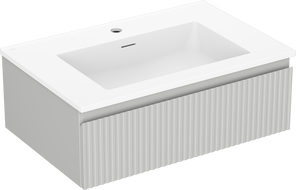 Mexen Rivel mobiletto da bagno 70 cm con lavabo Otis, 1 cassetto, scanalato, grigio opaco/bianco opaco