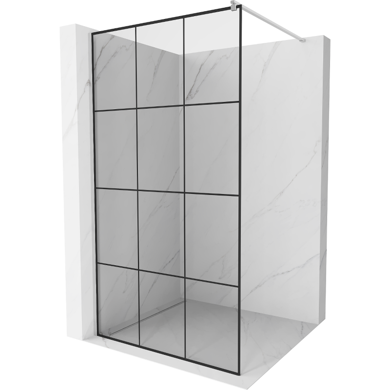 Mexen Kioto douchewand Walk-in 110 x 200 cm, zwart raster 8 mm, chroom - 800-110-101-01-77